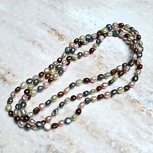 😍Honora Shades of Neutral Pearl Necklace 50"😍NWOT